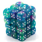 Chessex Manufacturing Chx27946 12 Mm D6 Cube Festive Dice - Waterlily & White&#44 36 Piece
