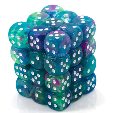 Chessex Manufacturing Chx27946 12 Mm D6 Cube Festive Dice - Waterlily & White&#44 36 Piece