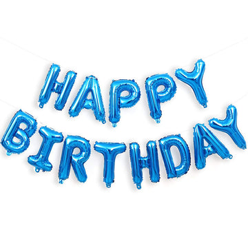16 Inch Blue Happy Birthday Balloons Banner, Aluminum Foil Letters Happy Birthday Balloon For Birthday Decorations Party Supplie