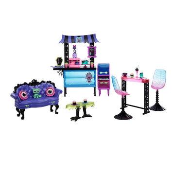 Monster High Playset, The Coffin Bean with Spooky Doll-Sized Cafe Furniture & Coffee Shop Accessories Including Drinks, Snacks &