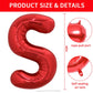 Toniful 40 Inch Large Bright Red Letter Balloons A-Z, Giant Jumbo Helium Foil Mylar Big Letter S Balloons For Birthday Party Ann