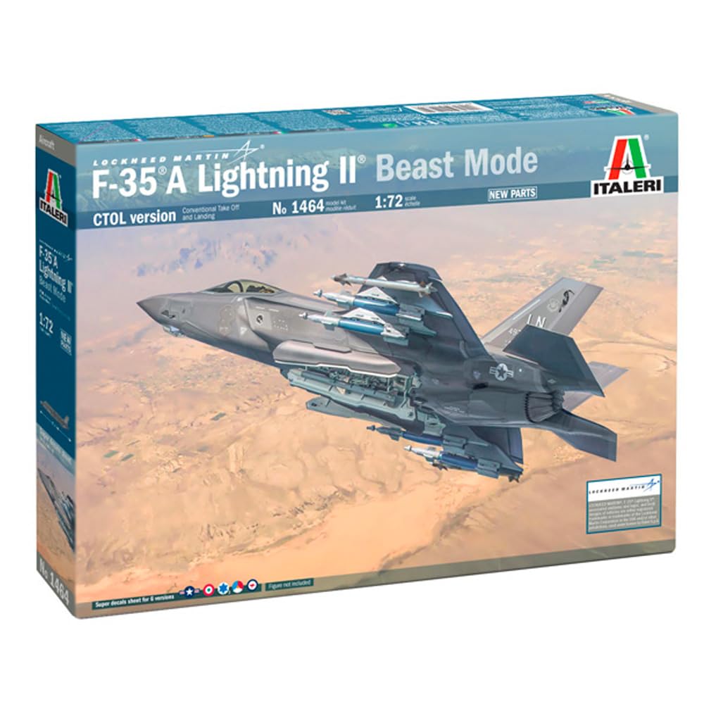 Italeri 1464 F-35A Lightning II CTOL Version(Beast Mode), 1:72 Scale, Model Kit, Plastic Model Kit, Model Making, IT1464