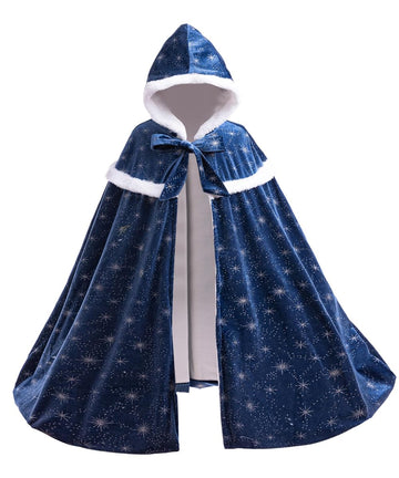 Purfeel 2024 Girls Fleece Warm Hooded Cape Kids Princess Cape For Elsa 7-10Years