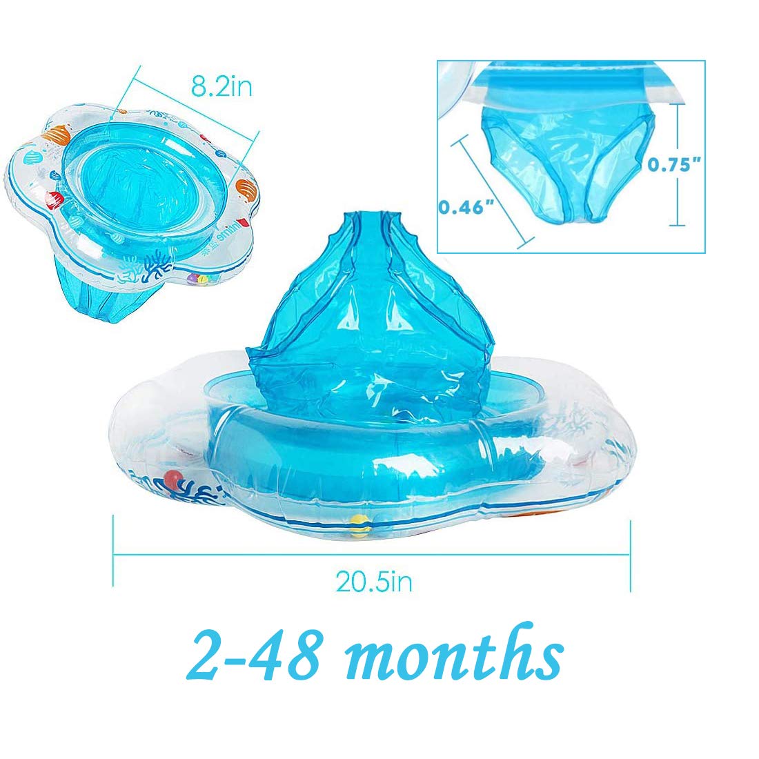 Baby Swimming Float Ring Baby Inflatable Pool Floatie Baby Water Float Infant Swim Pool Rings for Toddler Kid Age 6-48 Months  Bathtub Toys Pool Accessories for Kids Toddlers.(Blue)