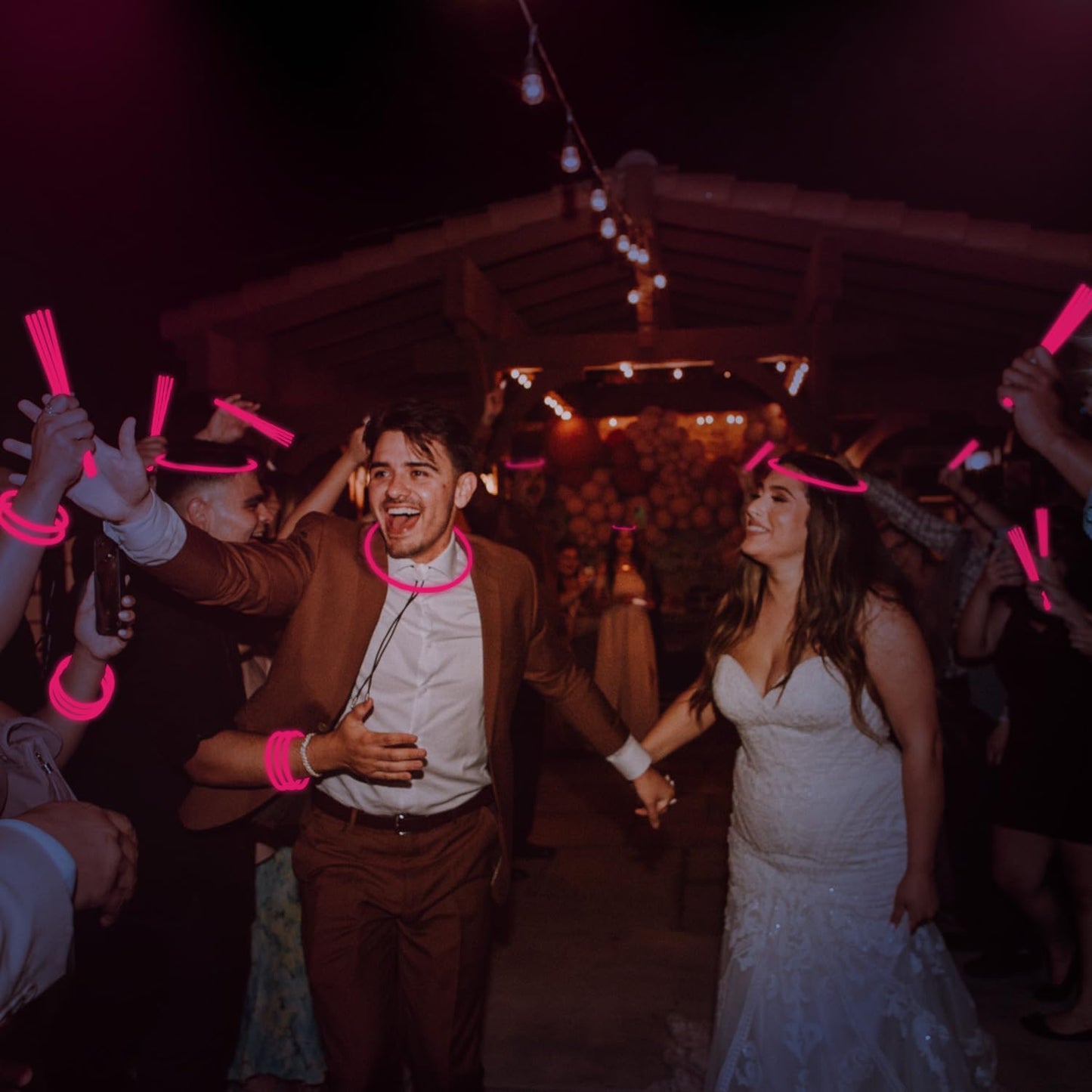 Yofobu Pink Glow Sticks Light Up Bracelets Necklaces With Connectors 50Ct 8' Glowsticks Bulk Neon Party Supplies For Christmas New Year Valentine'S Day July 4Th Gender Reveal Wedding Birthday