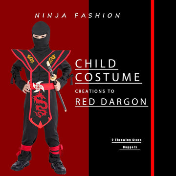 Satkull Ninja Costume For Boys&Girls Halloween Deluxe Costume With Ninja Foam Accessories Toys Set For Kids(Kids-L)