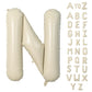 Biapian 40 Inch Letter N Balloons, Giant Cream N Foil Balloon, Big Single Alphabet A-Z Balloons, Beige Large Aluminum N Balloons