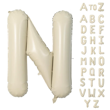 Biapian 40 Inch Letter N Balloons, Giant Cream N Foil Balloon, Big Single Alphabet A-Z Balloons, Beige Large Aluminum N Balloons