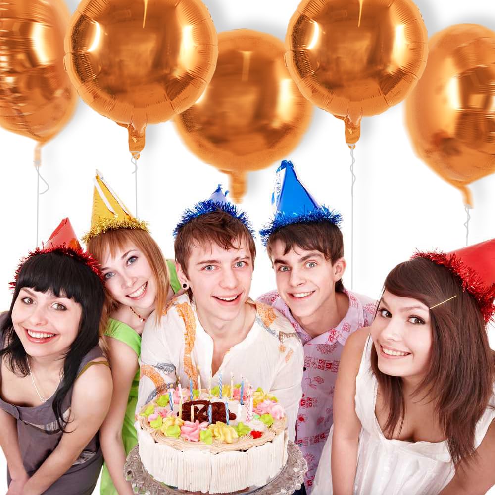 TONIFUL 30Pcs 18 Inch Large Orange Round Shape Foil Balloons Big Orange Circle Helium Mylar Ballons for Birthday Wedding Baby Sh