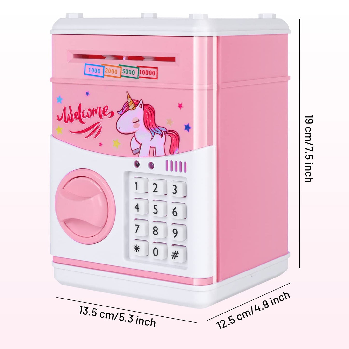 Gudoqi Password Piggy Bank, Digital Electronic Money Bank, Mini Atm Cash Coin Saving Can Toys, Birthday Gifts For Kids, Pink Unicorn
