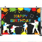 Mocsicka Paintball Backdrop Happy Birthday Party Paintball Theme Decoration Background Colorful Splash Shooting Game Happy Birth