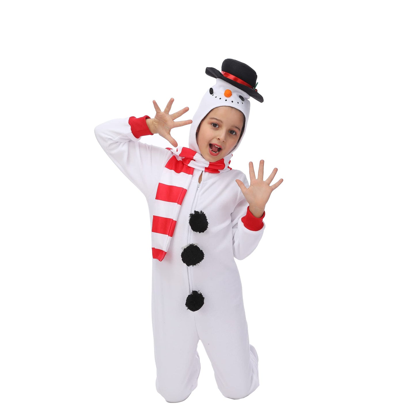 Wizland Kids Snowman Onesie One Piece Costume Unisex Christmas Costume Winter Fleece One-Piece Snowman 12-14