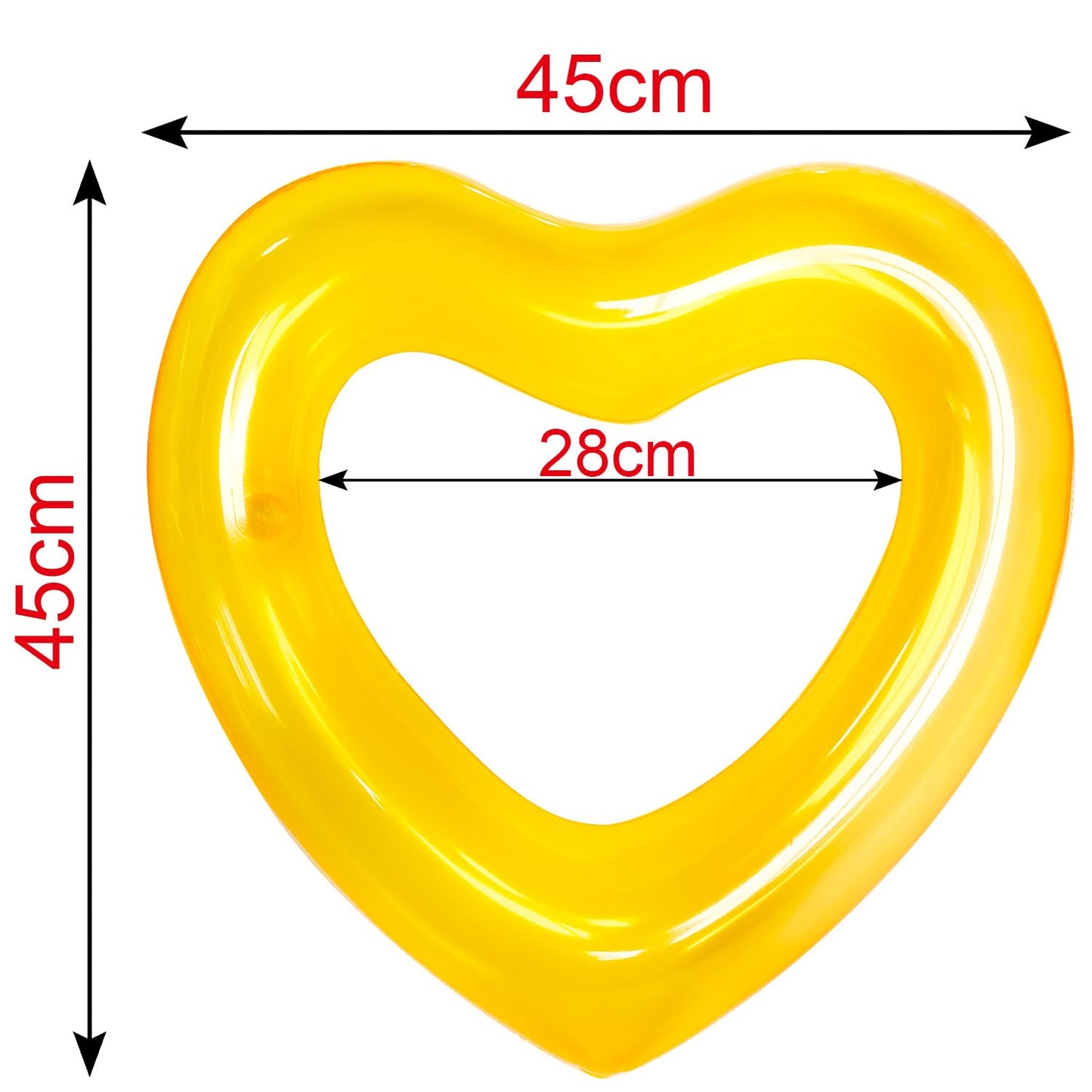 Kid Heart Pool Float for Kids Kid Pool Floats  Water Fun Beach Party Toys for Kids Birthday Scene Layout Props. (18 in Transparent Yellow)