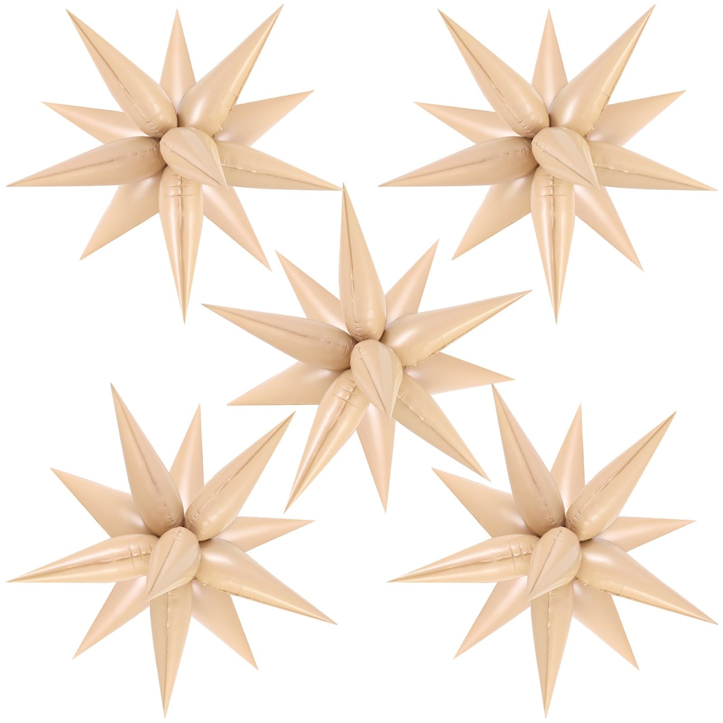 60 Pcs Caramel Color Star Balloons Foil Starburst Balloons Explosion 12 Point Cone Balloons Large For Wedding Anniversary Backdr