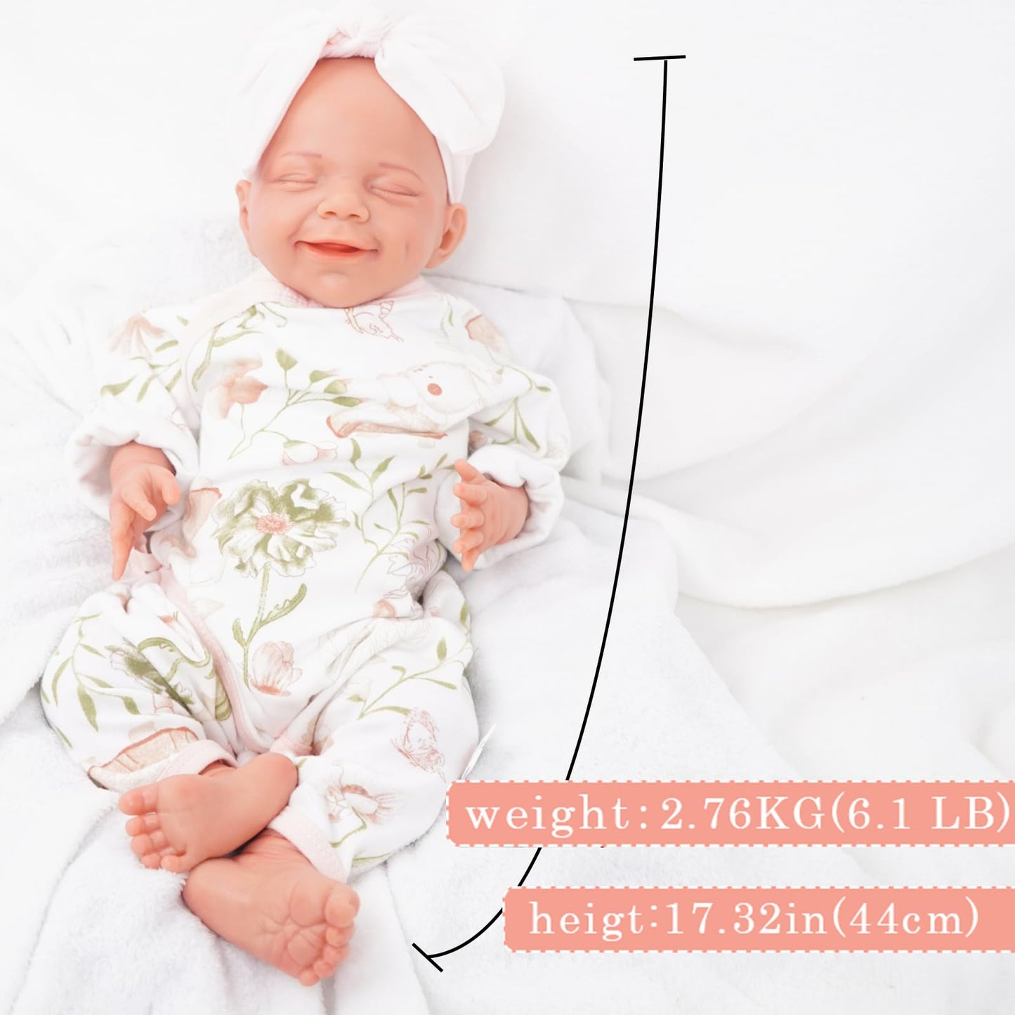 Kuiceo Reborn Baby Dolls That Lifelike -17 Inch Full Body Silicone Sleeping Baby Girl Handmade Face Realistic Body Details For C