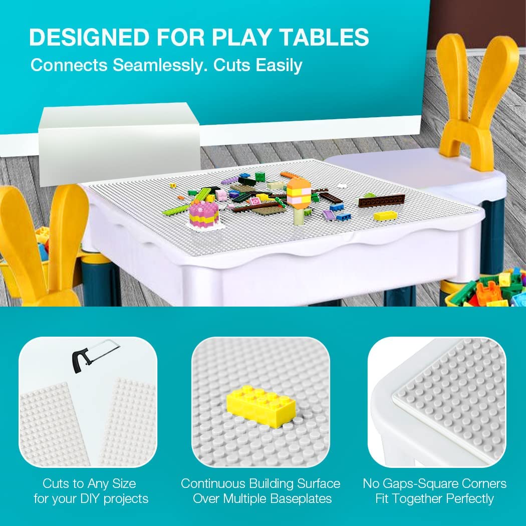 Unirolic 8 Pack Classic Baseplates 10' X 10' Sturdiness Building Platforms -100% Compatible With All Major Brands Building Bricks, Suitable For Kids And Adults As A Gift -White