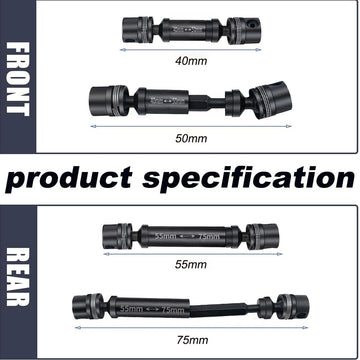 MOHERO 2Pcs Steel RC Drive Shaft Front Rear Center Driveshafts Set for 1/18 TRX4M Bronco Defender RC Crawler Car Upgrade