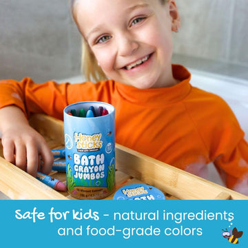 Honeysticks Jumbo Bath Crayons Non Toxic (16 Pack) For Toddlers 1-3 And Kids 4-8, Natural Beeswax Crayons, Food-Grade Colors, Fragrance Free, Non Irritating, Bath Toys For Bathtub, Shower, Gift
