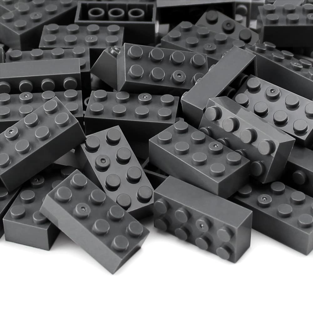 Feleph Dark Bluish Gray 2X4 Bricks 320 Pieces Grey Classic Building Blocks Creative Play Set Toy Accessories Compatible With Major Brick Brands (Gray Deep)