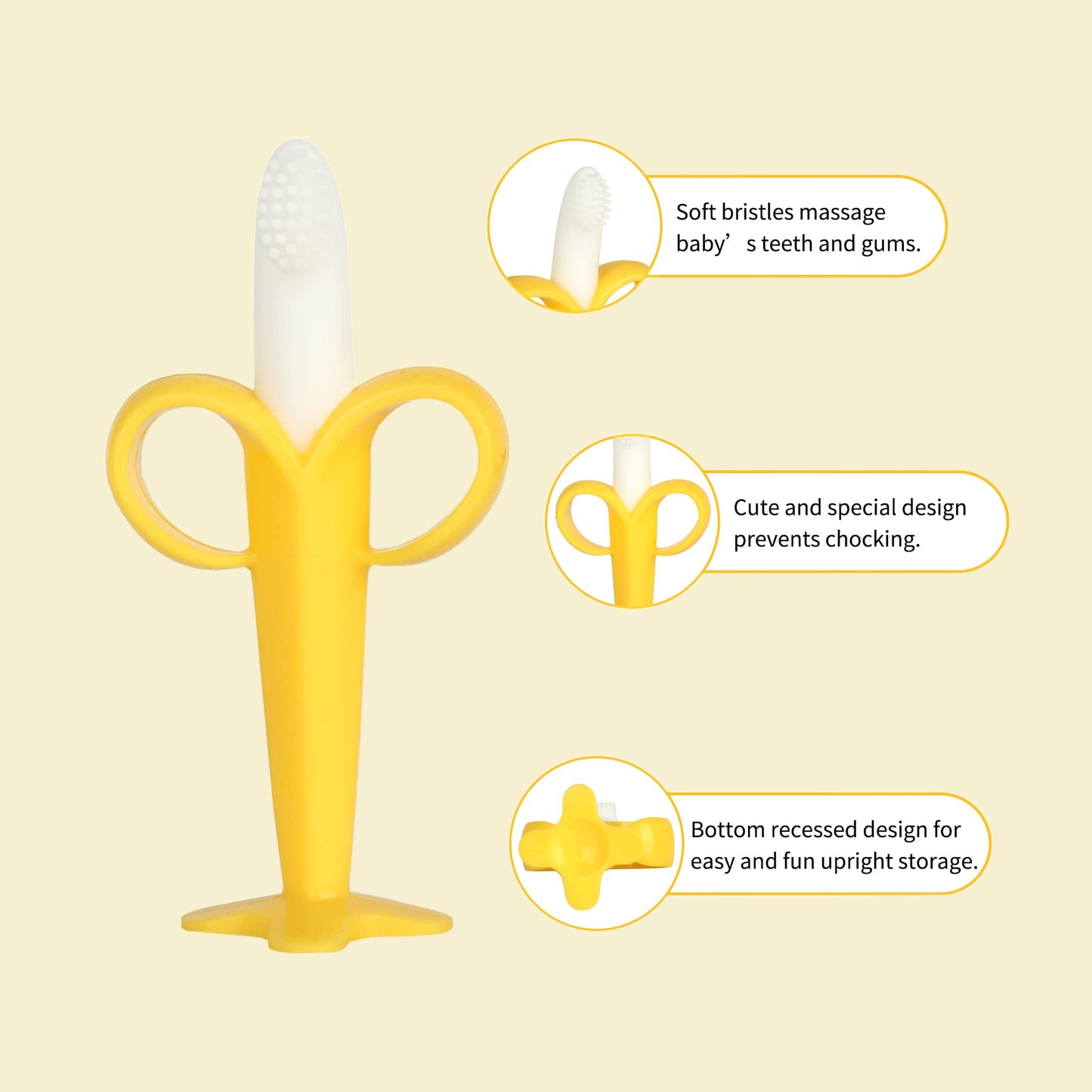 Chuya Teething Toys For Baby, Teethers With Banana Toothbrush Teeth Brushing,Bpa-Free,Chew Toy Infants Toddlers Silicone Teether