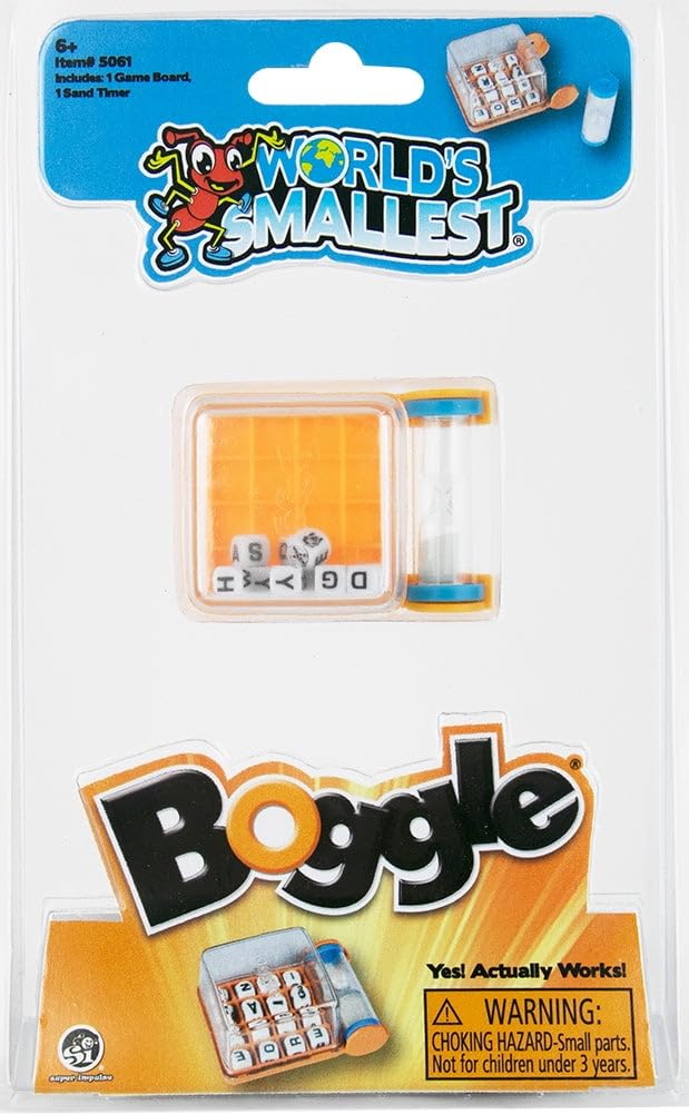 World's Smallest Boggle Game - Miniature 2-Player Puzzle, Multi-Color, Plastic, Model 5061