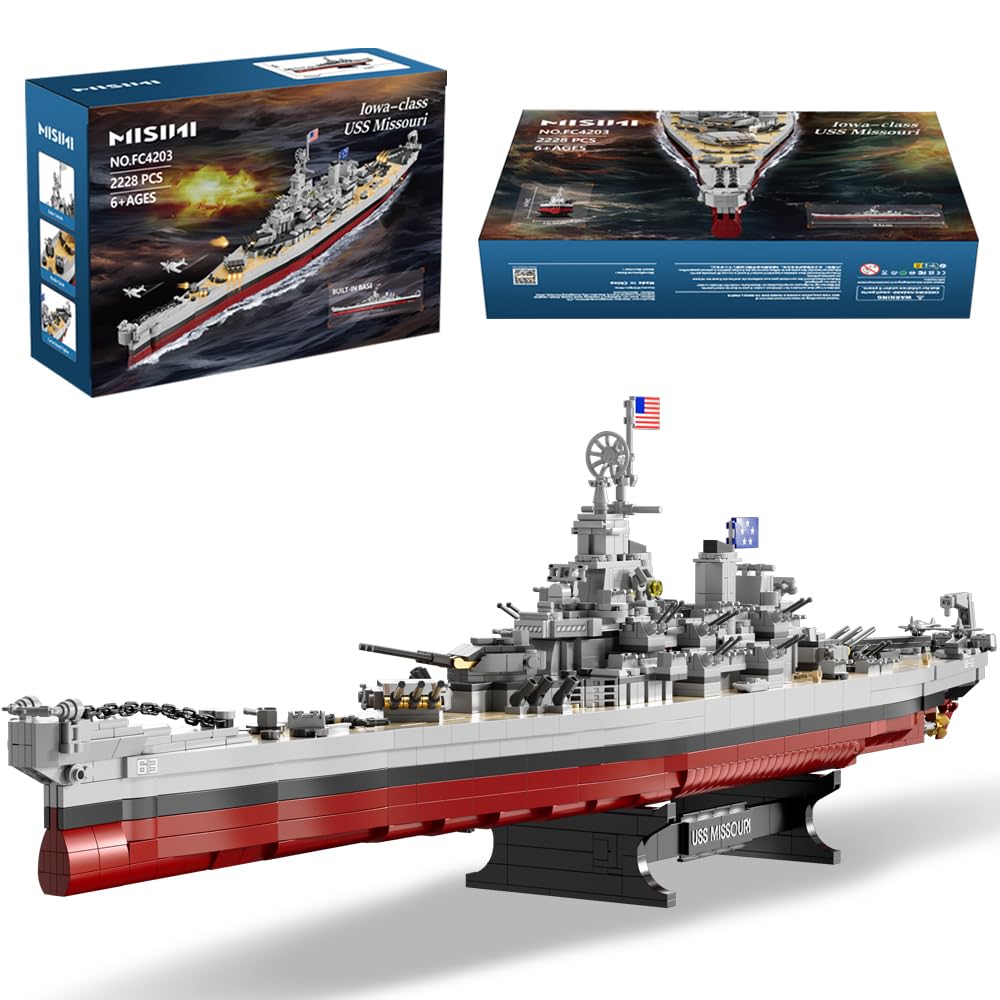 MISINI M6320 Military Series World War II Battleship Building Kit  2228 Teile USS Missouri Battleship  Toy Gift Ship Building Block Set for mature-themed Collection