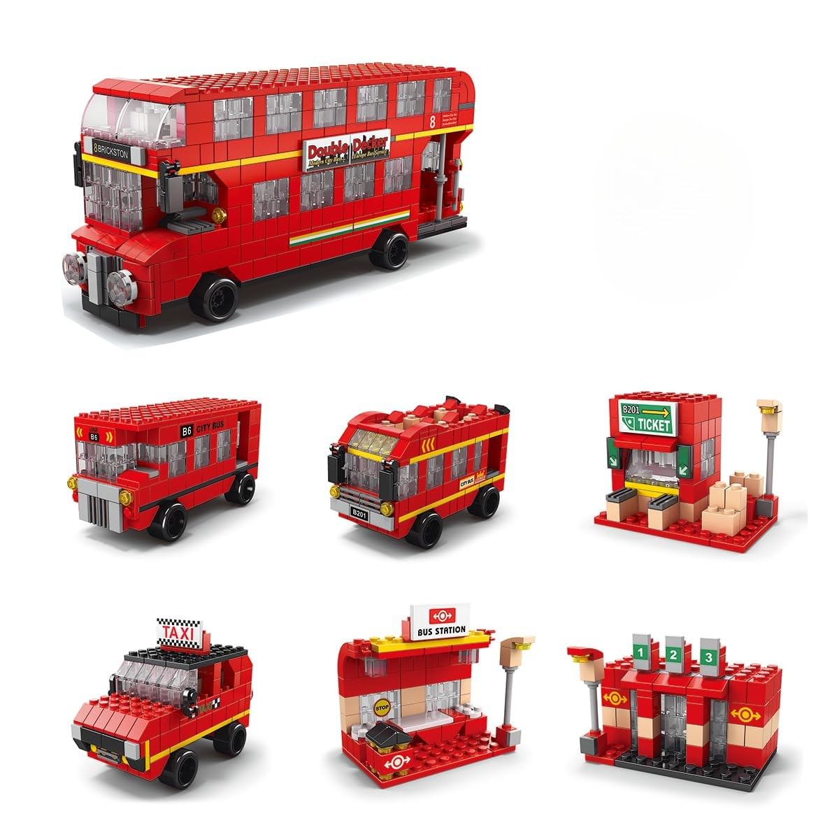 Sky Line Ocean 6-In-1 Bus Building Block Set Toys | Steam Kit For Kids | Build School Buses, City Transports & More (1000+ Pcs) 