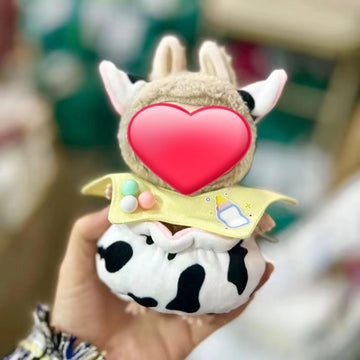 17cm Doll Clothes for Doll, Outfits Costumes Compatible with Dolls Keychain Accessories (3-Piece Cow Set)