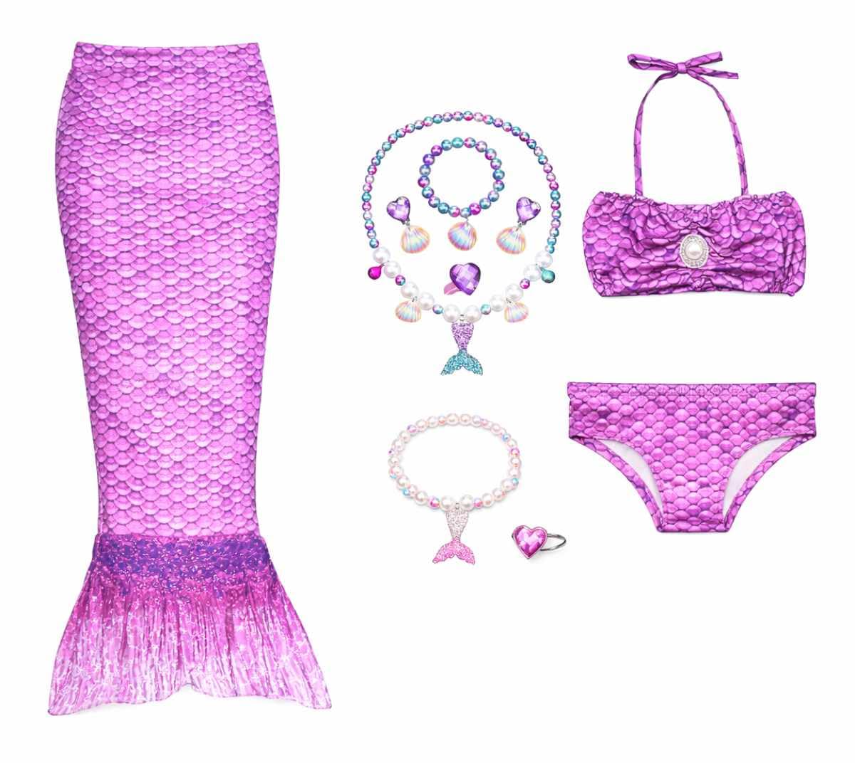 FancyDressWale Girls Fancy Dress Costume Set with Skirt, Top, Bottom & Accessories | Kids Party & Role Play Outfit (Purple, 810