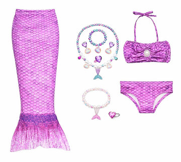 FancyDressWale Girls Fancy Dress Costume Set with Skirt, Top, Bottom & Accessories | Kids Party & Role Play Outfit (Purple, 810