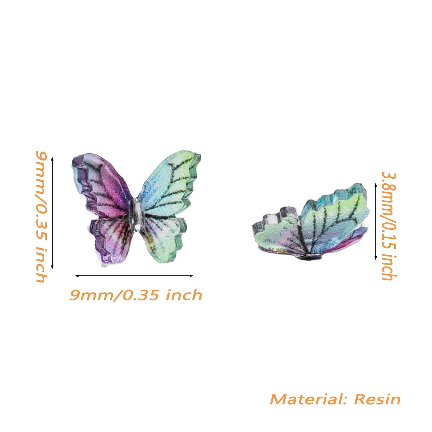 60pcs Micro Resin Butterflies  3D Miniature Tiny Butterfly for Fairy Garden Dollhouse  Mini Micro Landscaping Decoration