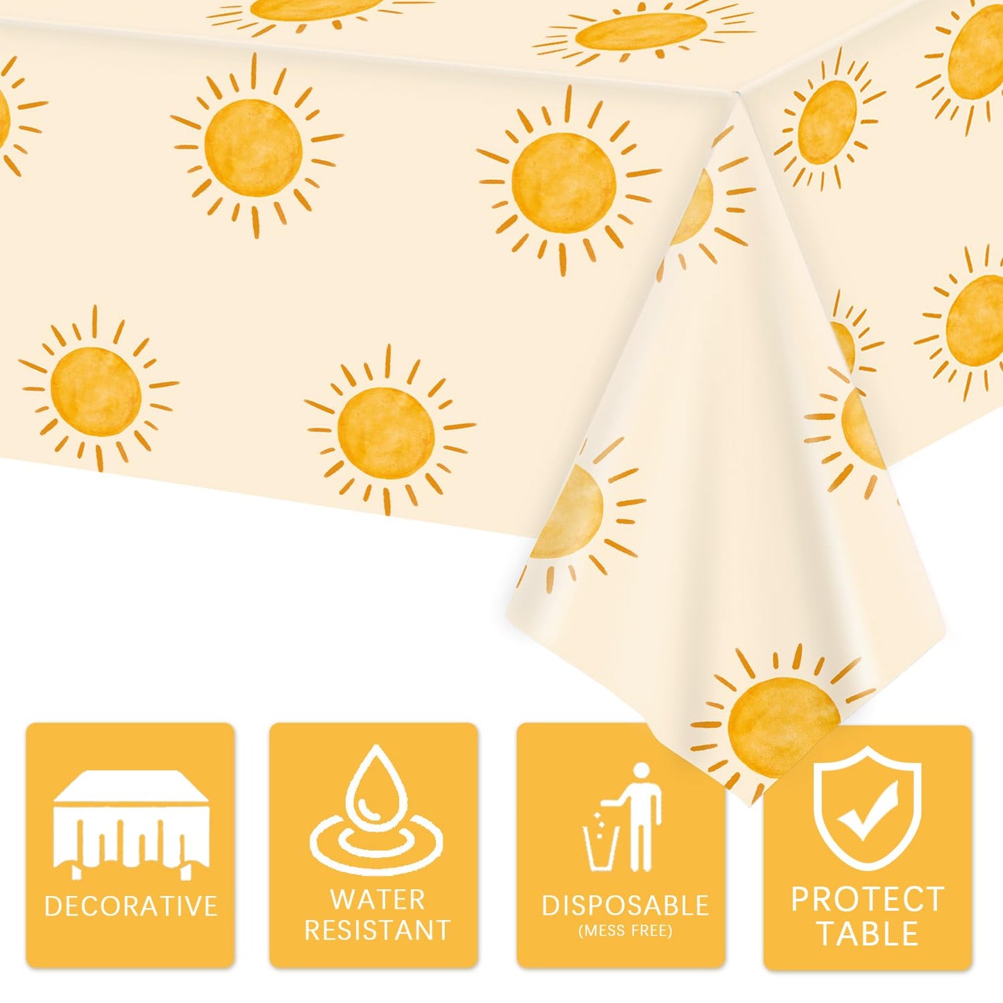 Oigco 3Pcs Boho Sun Birthday Party Tablecloths First Trip Around The Sun Party Decorations Disposable Plastic Table Covers Boho