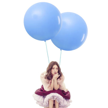 24 Inch Big Round Balloons 7 Pack Thick Giant Balloons For Photo Shoot Wedding Baby Shower Birthday Party Decorations(Light Blue
