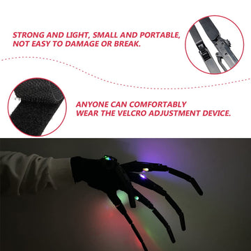 Articulated Finger Extensions, Halloween Articulated Fingers, 3D Printed Flexible Finger Extensions Fits All Finger Sizes Articulated Fingers (Black Glowing-Upgrade)