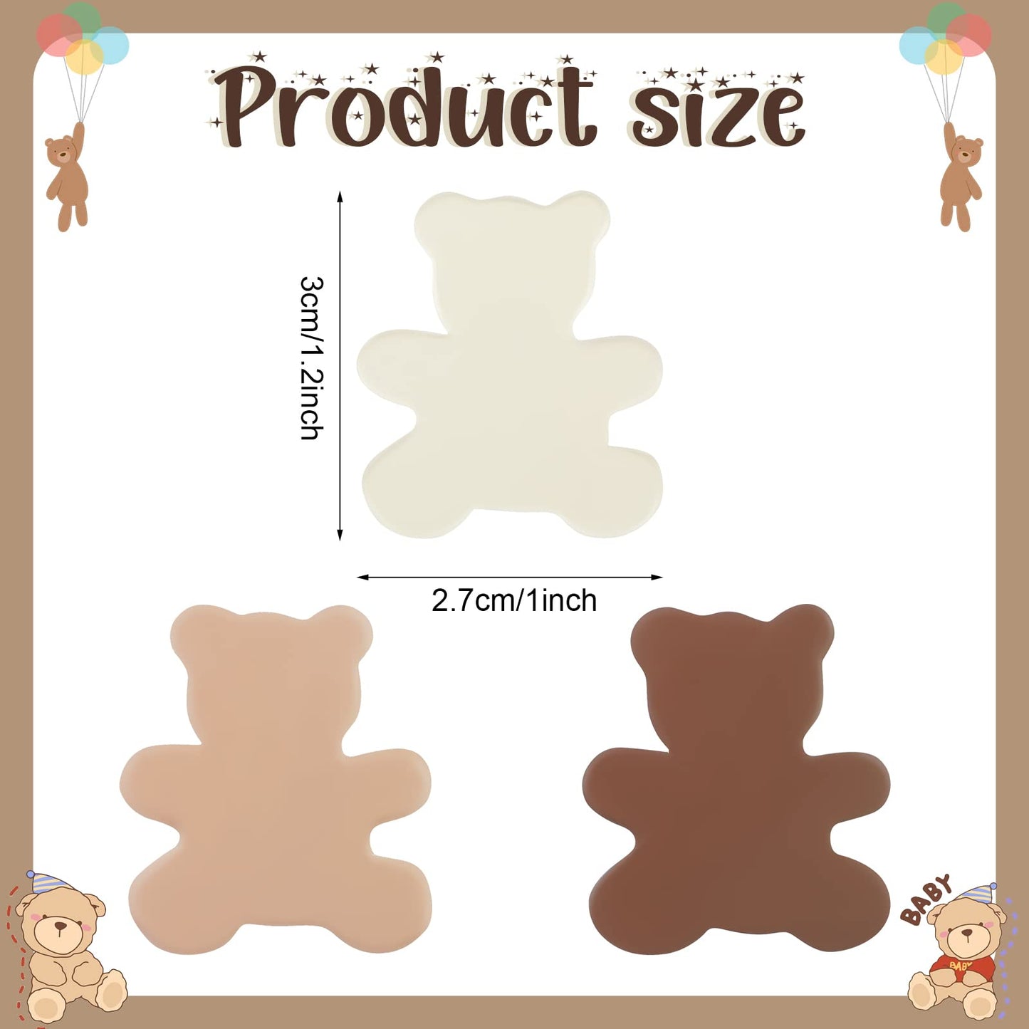 500 Pcs 1.2 Inch Bear Confetti Cream Brown Bear Shaped Baby Shower Confetti Sprinkles Scatter First Birthday Decorations for Boy