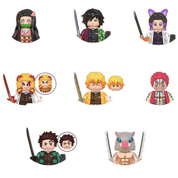 Yjacuing 8Pcs/Set 1.8'' Anime Mini Action Figures Building Blocks, Miniature Figurines Toys Cake Toppers (Ds Iv)