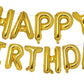Pigetale Gold Happy Birthday Banner, 16 Inch Mylar Foil Letters Birthday Sign Banner Balloon Reusable Inflatable Party Decor And