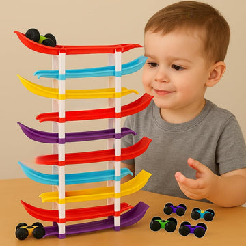 Toy Imagine 10-Level Racer Ramp Track Toy For Kids | 10 Colorful Ramps & 6 Cars | Vehicle Toy For Toddlers Age 1-3 | Indoor Raci