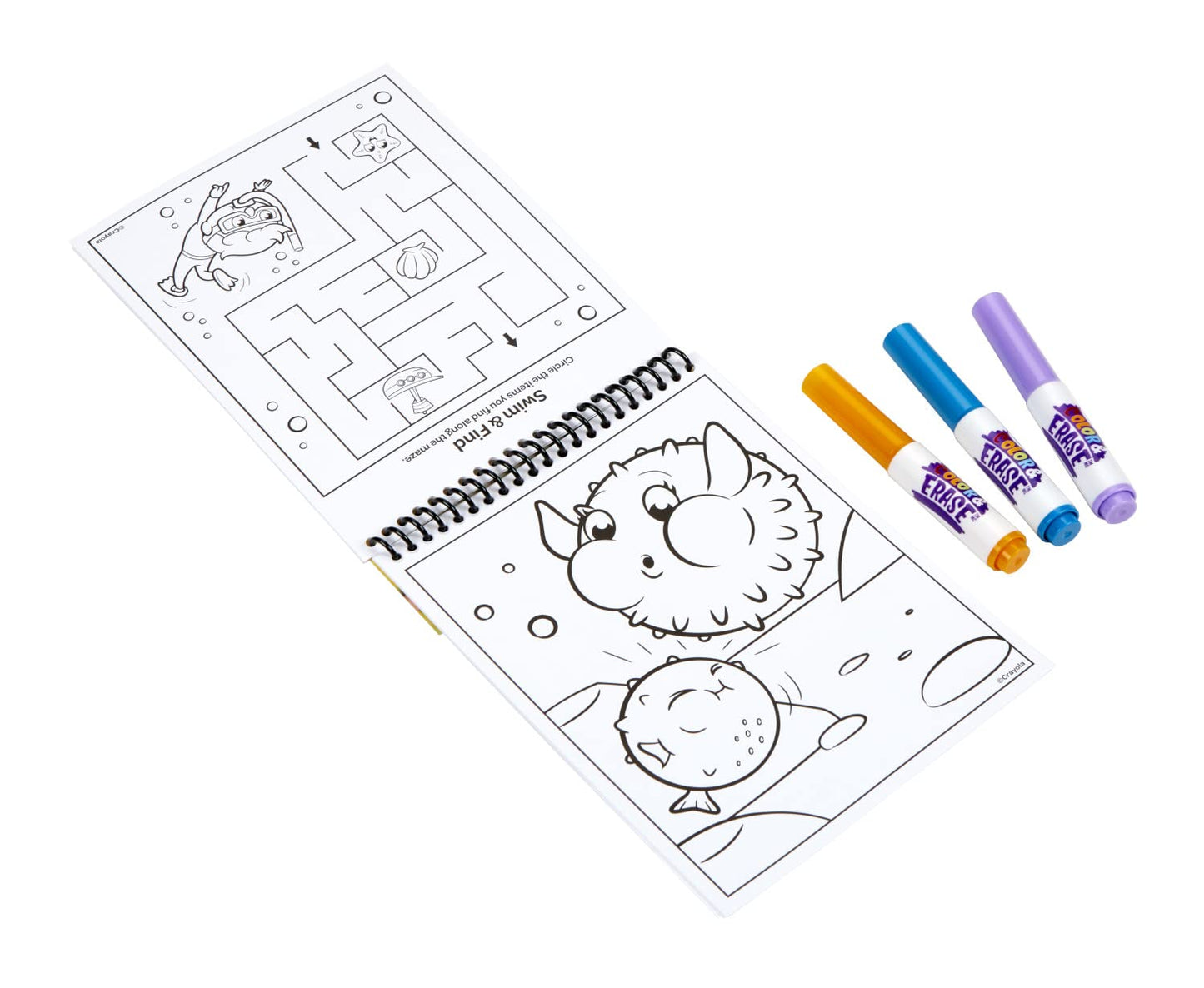 Crayola Color and Erase Reusable Activity Pad - Under The Sea, Ocean Coloring Pages, Toddler Coloring Activity, Kids Gift, 3+