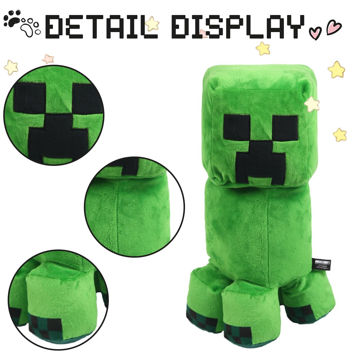 Pixel-Style Game Basic Plush Character Soft Toy  Video Game-Inspired Collectible Plushies Gifts for Kids & Fans (Creeper)