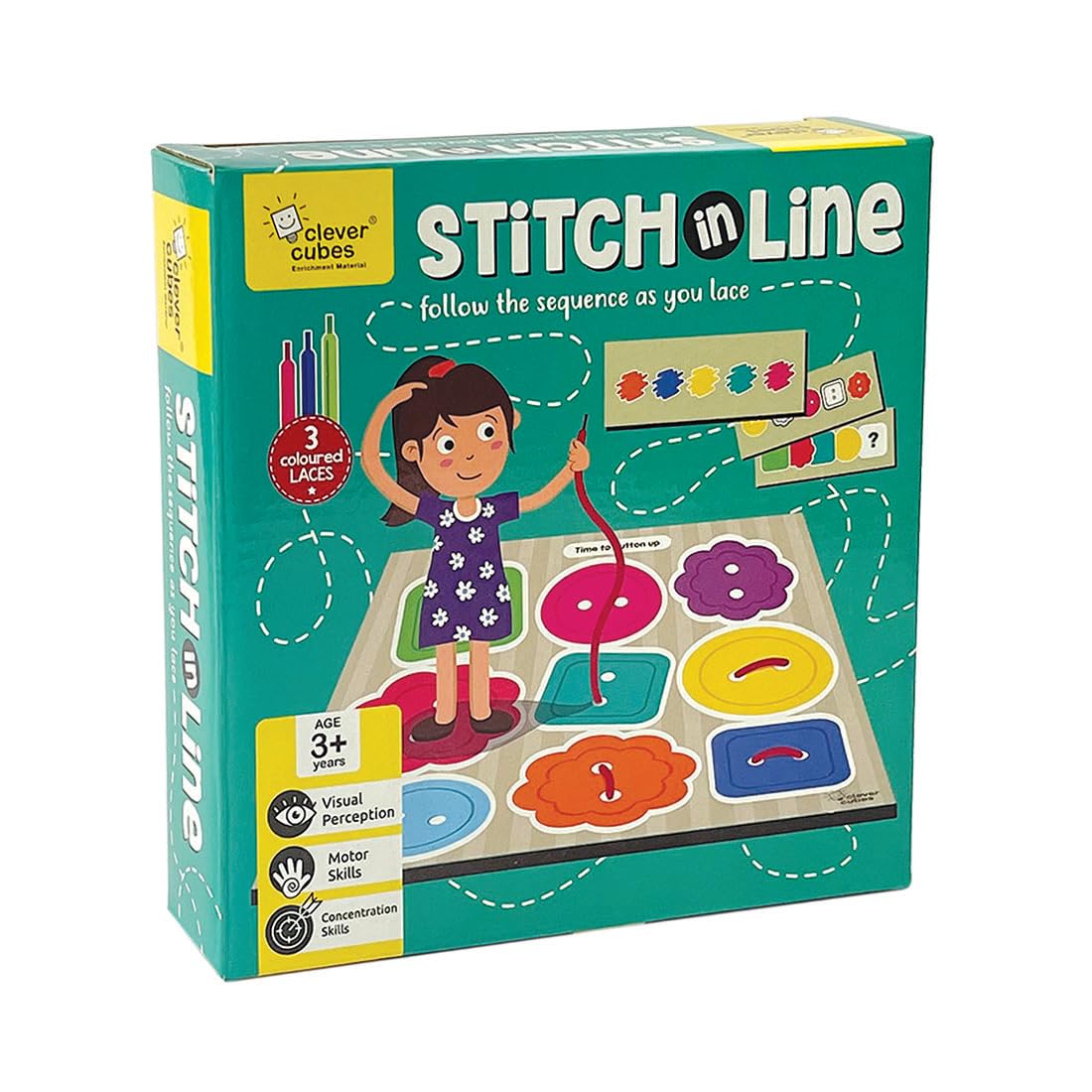 Clever Cubes Stitch in LINE, Motor Skills Games, Activity Games, Educational Games, Return Gifts for Kids, Multicolour