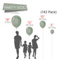 PartyWoo Green Balloons - 142 pcs Pack in 18", 12", 10", 5" Sizes, Pastel Rubber for Garland & Arch Decorations, Model: Balloons