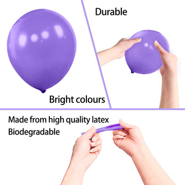 Kawkalsh 200Pcs 5 Inch Purple Balloons, Small Mini Latex Balloons For Party Birthday Baby Shower Anniversary Festival Arch Garla