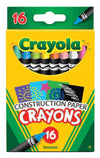 Crayola Construction Paper Crayons (16ct), Kids Crayons, Long-Lasting, Non-Toxic, Vibrant Colors for Kids Arts and Crafts, Ages 