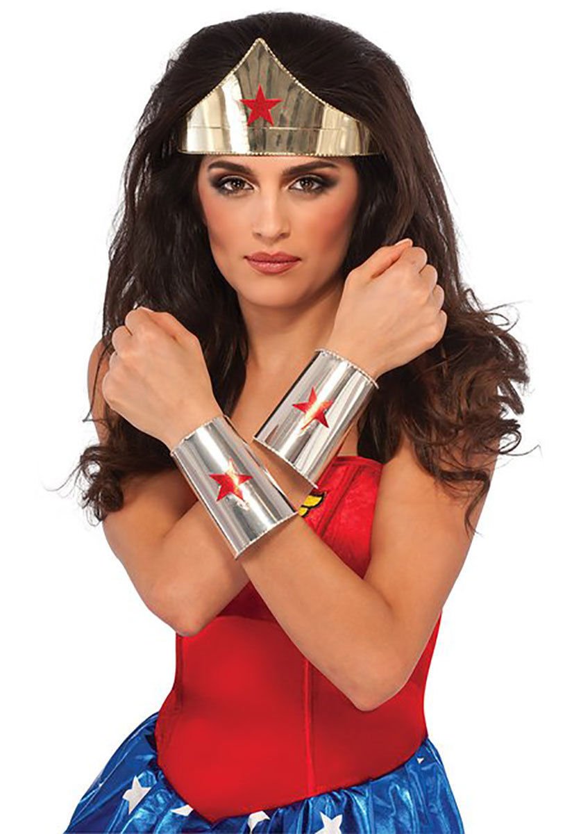 Rubies Costume CO Womens DC Comics Deluxe Wonder Woman Tiara and Bracelets Accessory Kit, Multi, One Size
