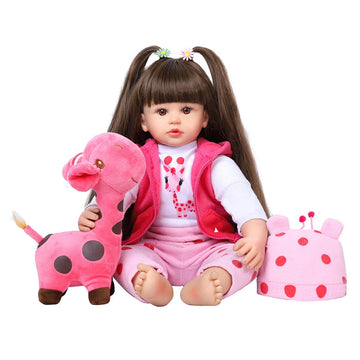 Reborn Baby Dolls 24 Inch - Realistic Baby Doll Toddler Girl With Long Hair Weighted Lifelike Baby Vinyl Limbs & Soft Cloth Body