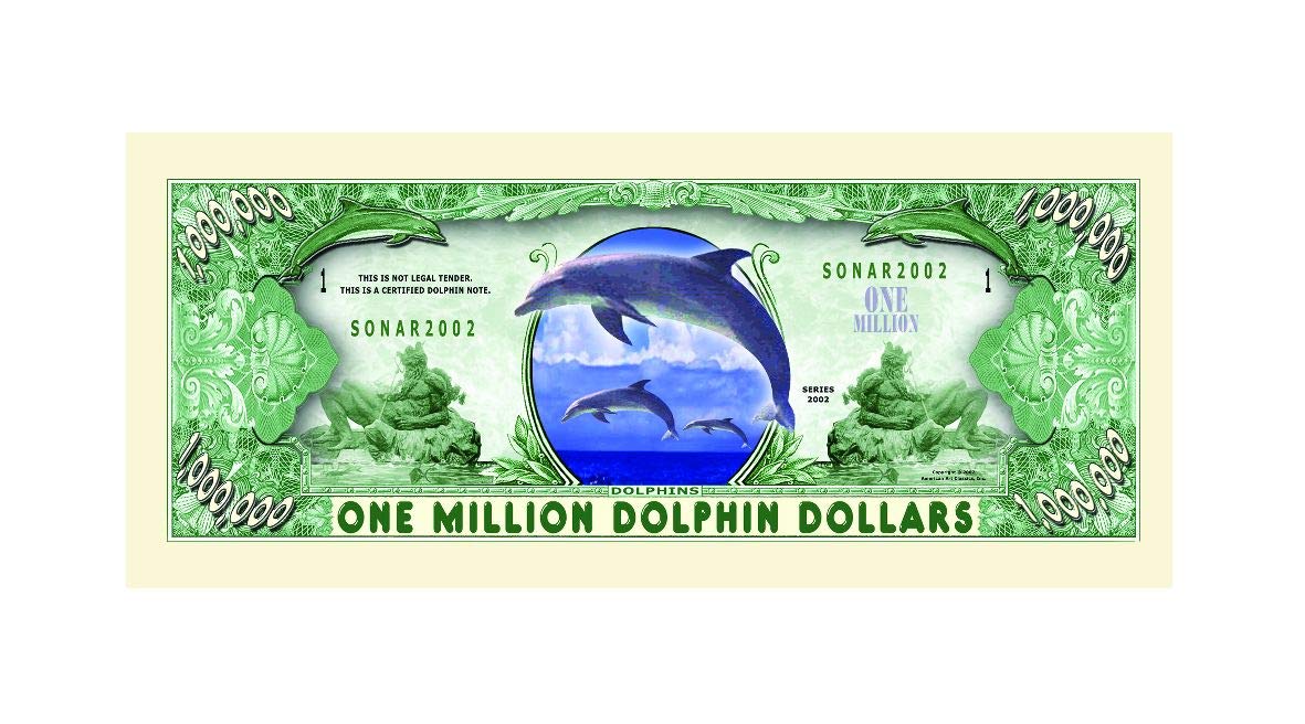 American Art Classics Dolphin Novelty $Million$ Dollar Bill Collectible In Collector Grade Currency Holder - Best Gift For Lovers Of Dolphins