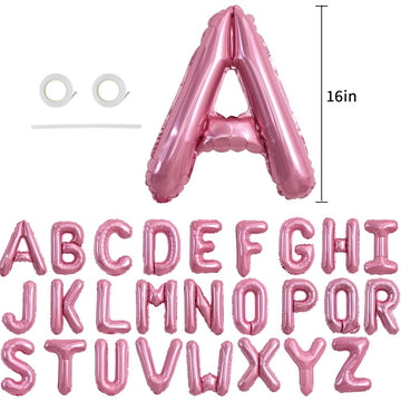 Toniful 52 Pieces 16 Inch Light Pink Letter A-Z Balloons,Custom Phrase Mylar Foil Alphabet Letter Diy Personalized Phrase Banner