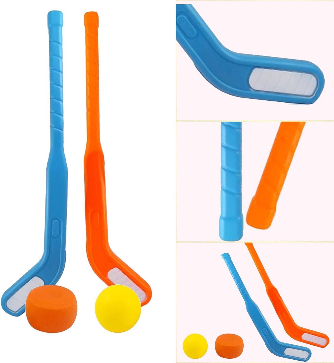 Kids Floor Hockey Stick Bulk Set - 29'' Youth Indoor Toys Sports Starter Set With Large Plastic Pucks And Balls For Toddlers, Ch