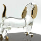 Sansukjai Dachshund Miniature Figurines Dog Animals Hand Blown Glass Art Gold Trim Collectible Gift Decorate (Clear Violet)